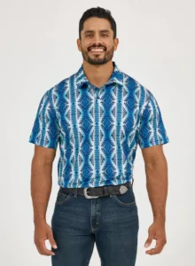 WRANGLER AZTEC PERFORMANCE MYSTIC BLUE POLO 112366978