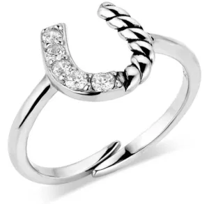 MONTANA SILVERSMITH ROPING LUCK CRYSTAL HORSESHOE RING RG5969