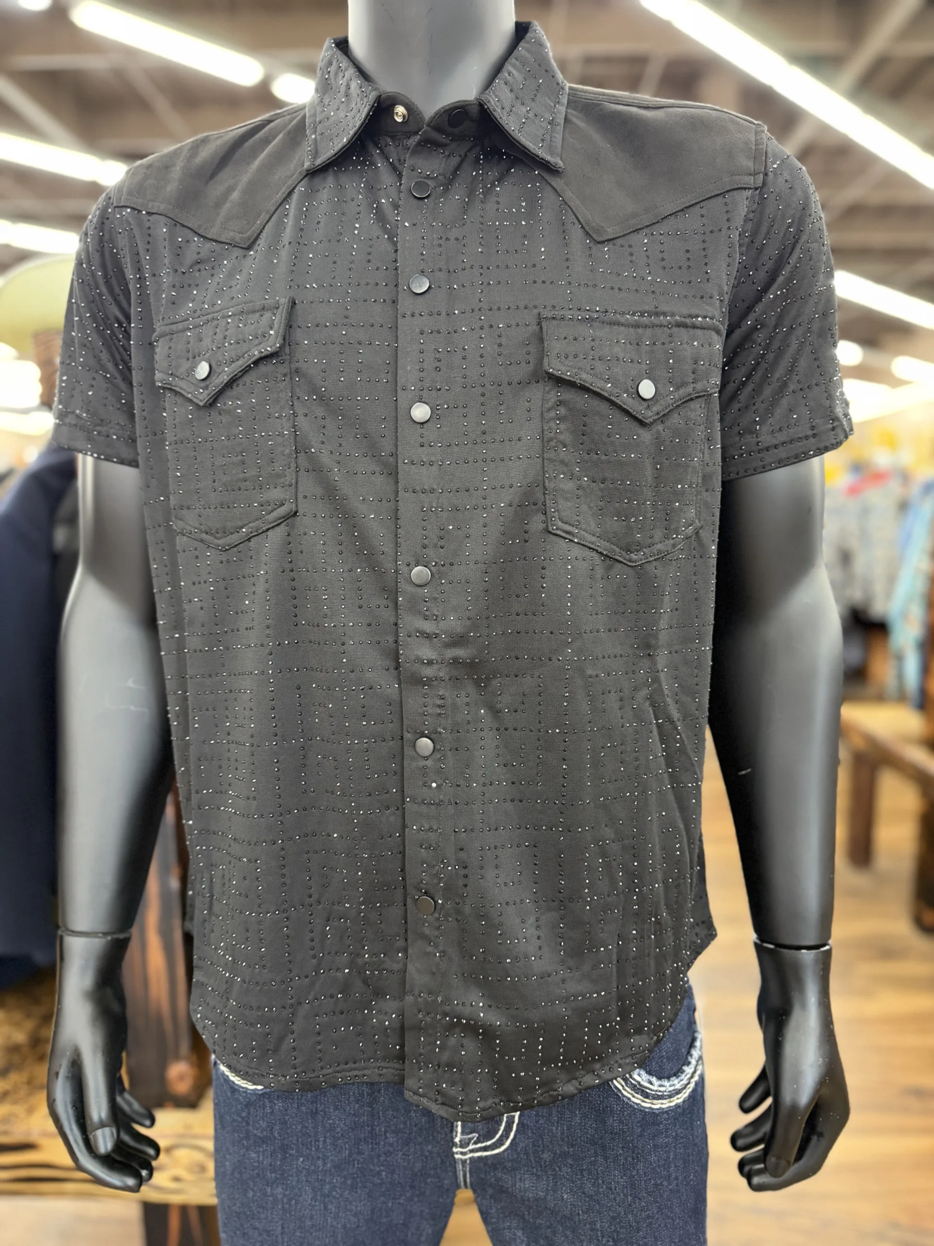 BC FASHION RHINESTONES SHIRT BLK COWBOY117 BC FASHION RHINESTONES SHIRT BLK COWBOY117 - Image 1