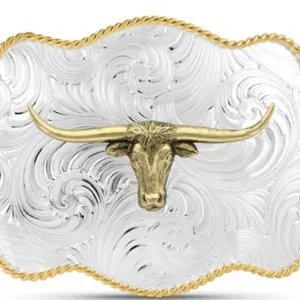 MONTANA SILVERSMITH ENGRAVED SCALLOPED WITH LONGHORN BUCKLE 50510767H