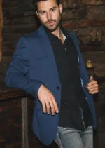 PLATINI MN DOUBLE BUTTON WESTERN BLAZER BLUE BLW10526