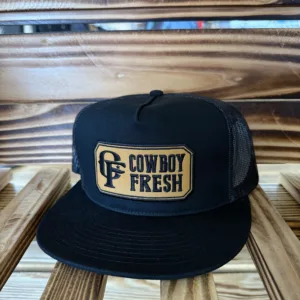 COWBOY FRESH FLAT BILL LEATHER PATCH BLK BLK