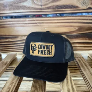 COWBOY FRESH CURVED BILL LEATHER PATCH BLK BLK