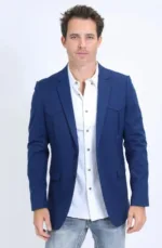 PLATINI MN DOUBLE BUTTON WESTERN BLAZER BLUE BLW10526 - Image 2