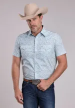 ROPER SNAP SHIRT FLORAL PRINT BLUE 2038BU