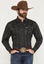 COWBOY HARDWARE LS SNAP SKULL BLK/GREY 125625010