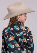 ROPER GIRLS LS HAWAIIAN PRINT BLACK 0329BL - Image 2