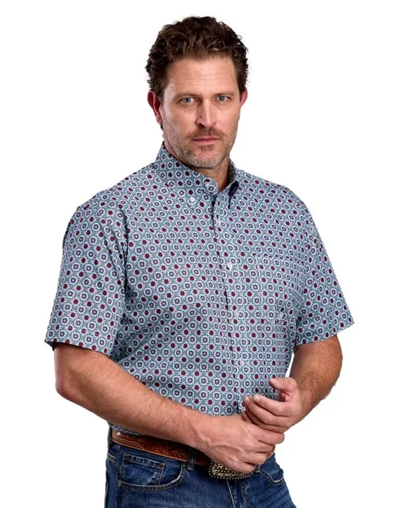 ROPER MENS SS SHIRT BASEBALL FOULARD BLUE 4045BL ROPER MENS SS SHIRT BASEBALL FOULARD BLUE 4045BL - Image 1
