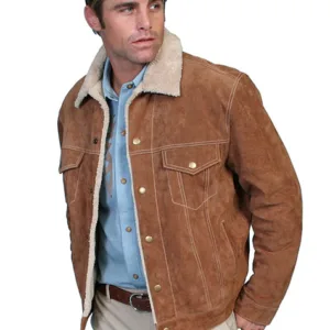 SCULLY MEN BOAR SUEDE JEAN JACKET BROWN 113