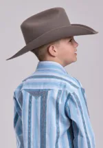 ROPER BOYS LS STRIPE SNAP BLUE 0322BU - Image 2