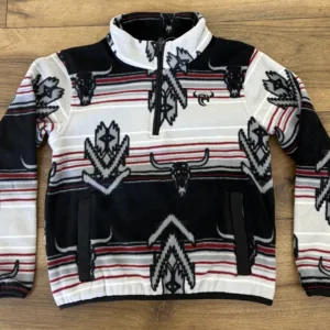 COWBOY HARDWARE SKULL POLAR FLEECE BLACK/RED 373278010K