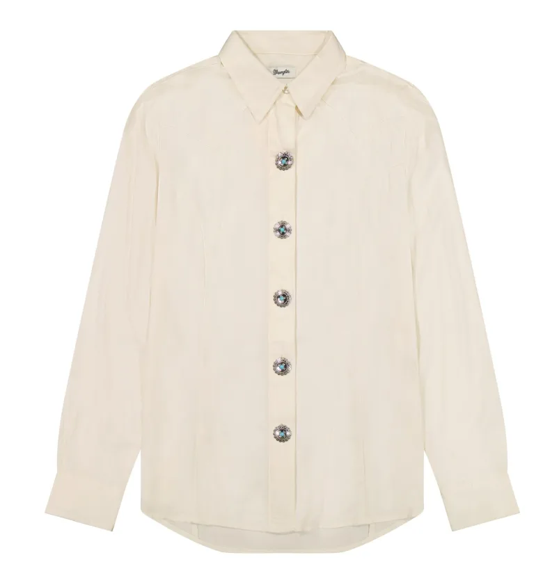 WRANGLER RETRO PUNCHY BUTTON SHIRT WHITE 112385436 WRANGLER WOMEN RETRO PUNCHY BUTTON SHIRT WHITE 112385436 - Image 1
